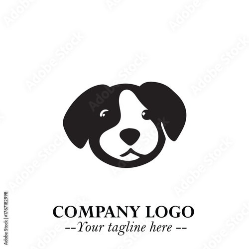 Loyal Head of Dog Logo Symbol in Black on White Background with Modern Minimalist Design