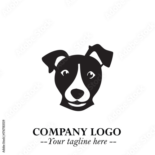 Loyal Head of Dog Logo Symbol in Black on White Background with Modern Minimalist Design