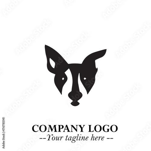 Loyal Head of Dog Logo Symbol in Black on White Background with Modern Minimalist Design