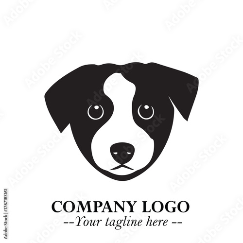 Loyal Head of Dog Logo Symbol in Black on White Background with Modern Minimalist Design