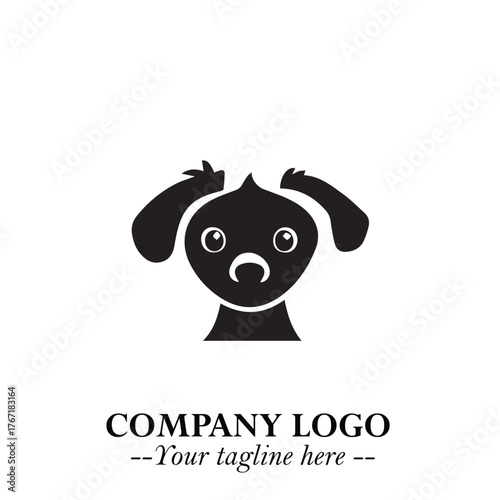Loyal Head of Dog Logo Symbol in Black on White Background with Modern Minimalist Design