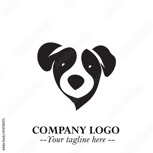 Loyal Head of Dog Logo Symbol in Black on White Background with Modern Minimalist Design