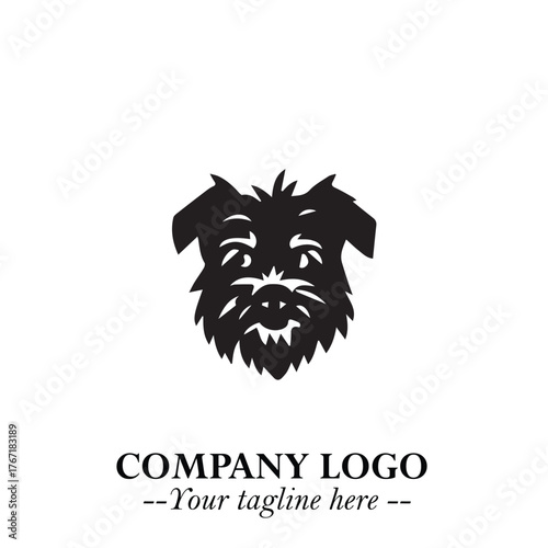 Loyal Head of Dog Logo Symbol in Black on White Background with Modern Minimalist Design
