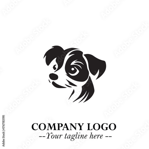 Loyal Head of Dog Logo Symbol in Black on White Background with Modern Minimalist Design