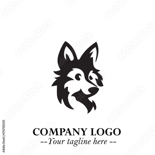 Loyal Head of Dog Logo Symbol in Black on White Background with Modern Minimalist Design