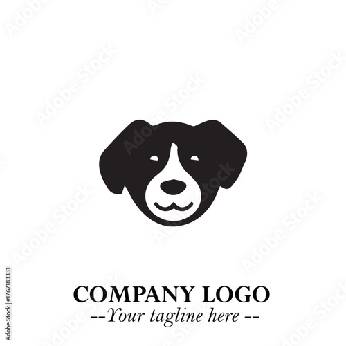 Loyal Head of Dog Logo Symbol in Black on White Background with Modern Minimalist Design