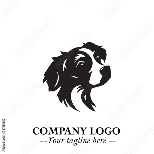 Loyal Head of Dog Logo Symbol in Black on White Background with Modern Minimalist Design