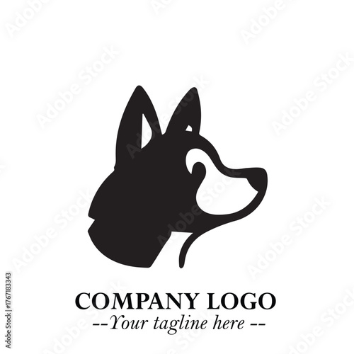 Loyal Head of Dog Logo Symbol in Black on White Background with Modern Minimalist Design