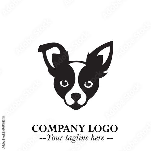 Loyal Head of Dog Logo Symbol in Black on White Background with Modern Minimalist Design