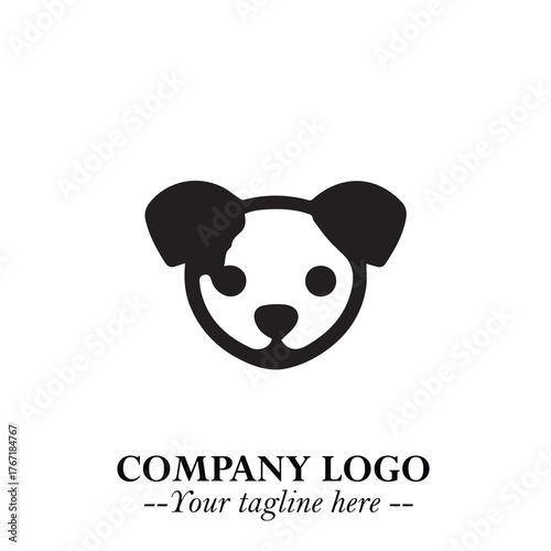 Loyal Head of Dog Logo Symbol in Black on White Background with Modern Minimalist Design