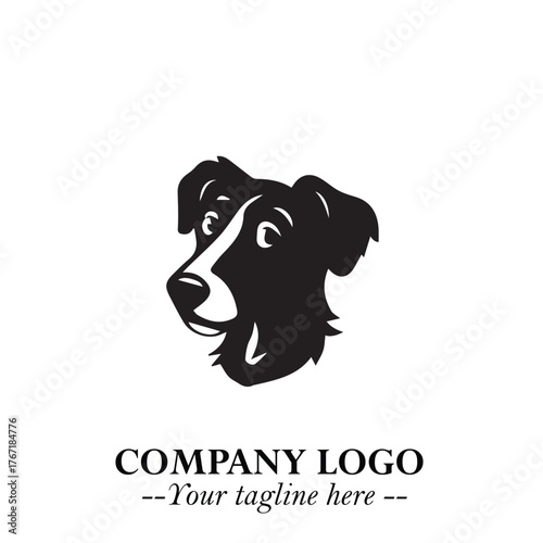 Loyal Head of Dog Logo Symbol in Black on White Background with Modern Minimalist Design