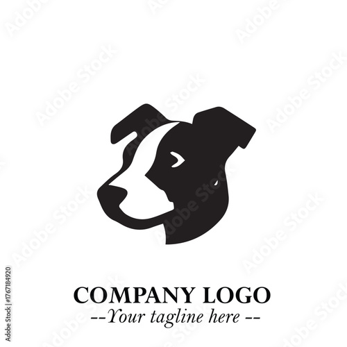 Loyal Head of Dog Logo Symbol in Black on White Background with Modern Minimalist Design