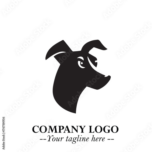 Loyal Head of Dog Logo Symbol in Black on White Background with Modern Minimalist Design