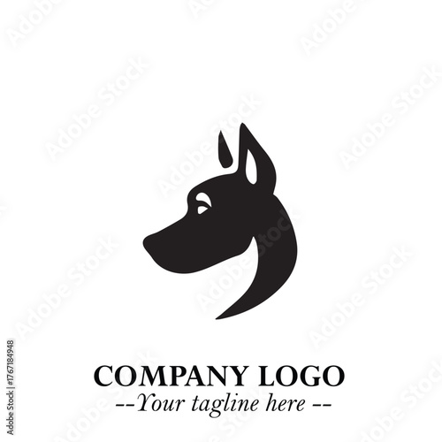Loyal Head of Dog Logo Symbol in Black on White Background with Modern Minimalist Design