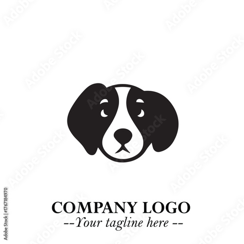 Loyal Head of Dog Logo Symbol in Black on White Background with Modern Minimalist Design