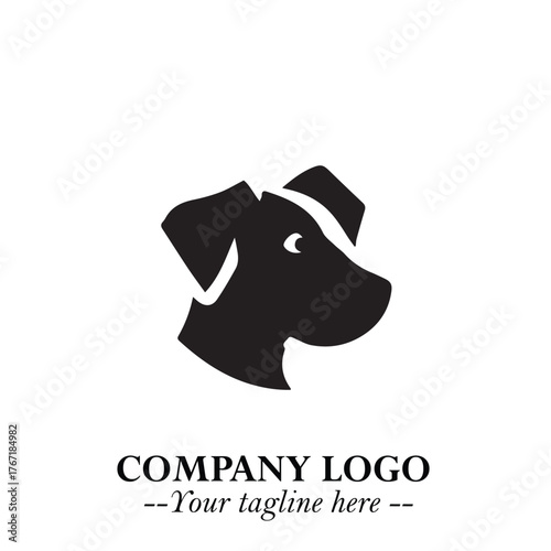 Loyal Head of Dog Logo Symbol in Black on White Background with Modern Minimalist Design