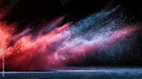 Vibrant Colored Powder Explosion on Dark Background with Gradient