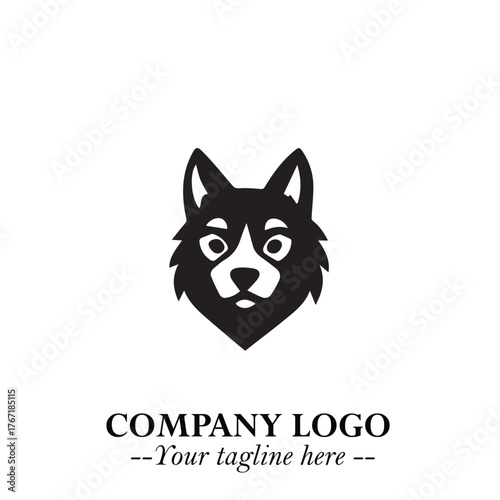 Loyal Head of Dog Logo Symbol in Black on White Background with Modern Minimalist Design