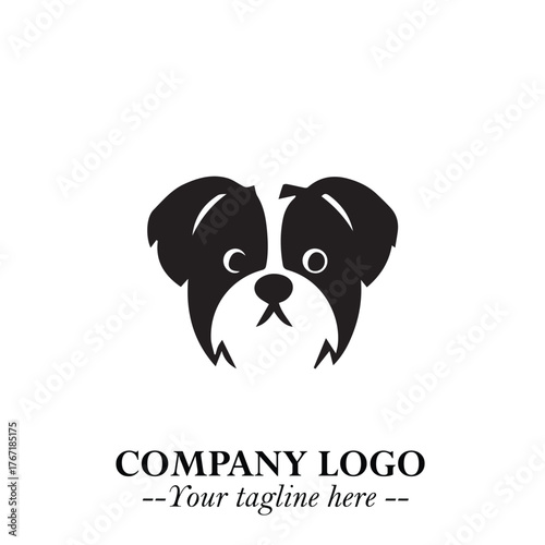 Loyal Head of Dog Logo Symbol in Black on White Background with Modern Minimalist Design