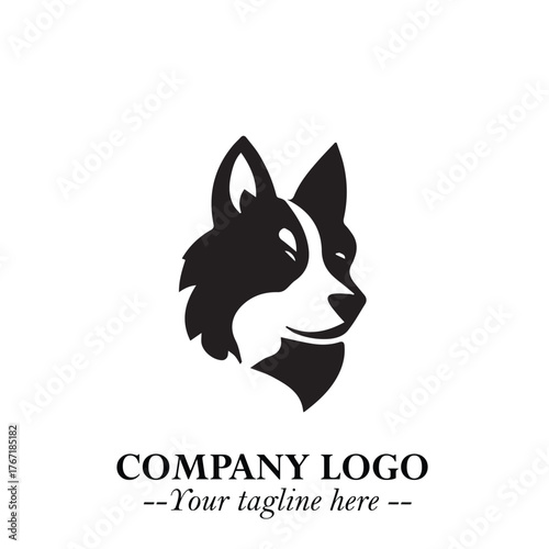 Loyal Head of Dog Logo Symbol in Black on White Background with Modern Minimalist Design