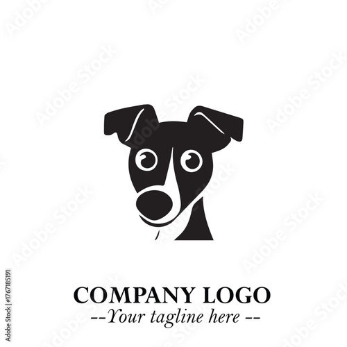 Loyal Head of Dog Logo Symbol in Black on White Background with Modern Minimalist Design