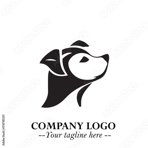 Loyal Head of Dog Logo Symbol in Black on White Background with Modern Minimalist Design