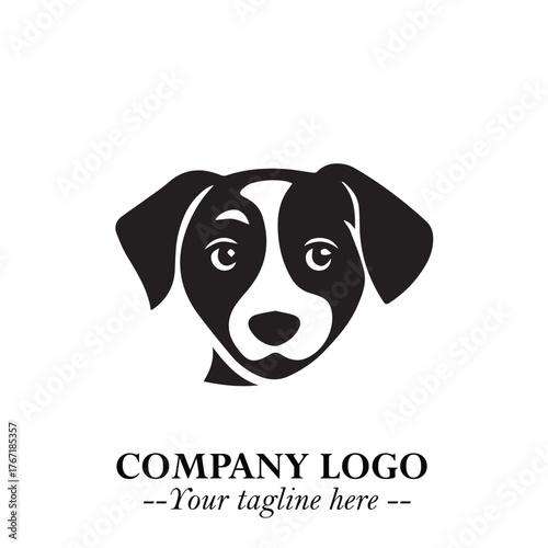 Loyal Head of Dog Logo Symbol in Black on White Background with Modern Minimalist Design