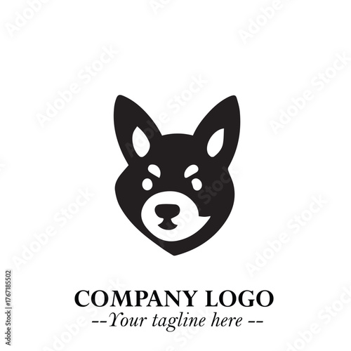 Loyal Head of Dog Logo Symbol in Black on White Background with Modern Minimalist Design