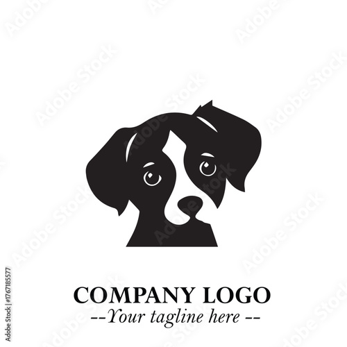 Loyal Head of Dog Logo Symbol in Black on White Background with Modern Minimalist Design