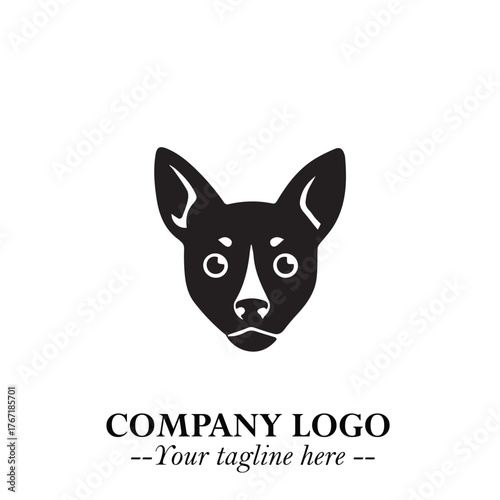 Loyal Head of Dog Logo Symbol in Black on White Background with Modern Minimalist Design