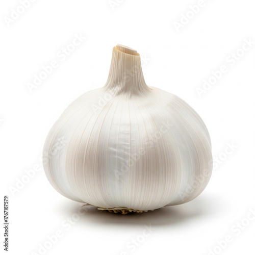 Garlic Bulb Stock Photo: Clean White Backdrop, 4K