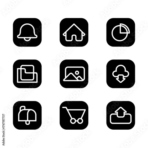 Black and white Icon Multi-Style Vector Illustration
