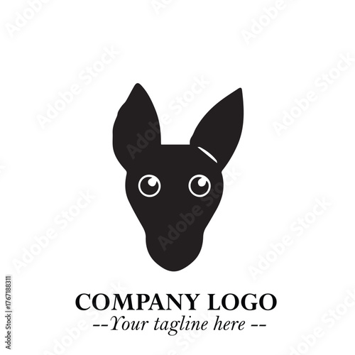 Cute Head of Dog Logo Symbol in Black on White Background with Modern Minimalist Design