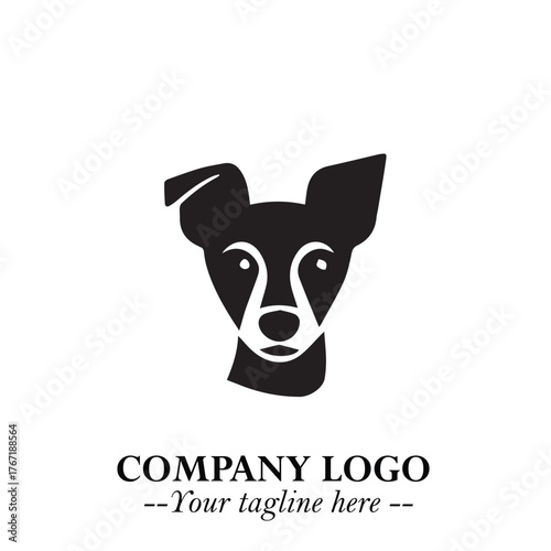Cute Head of Dog Logo Symbol in Black on White Background with Modern Minimalist Design