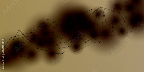 Abstract dark brown smoky cloud with complex interconnected geometric network.