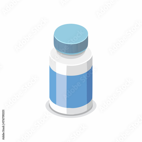 Pill Bottle Illustration - A Detailed Isometric View.