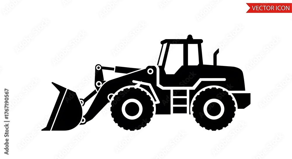 Naklejka premium Silhouette of a Front Loader Construction Vehicle.