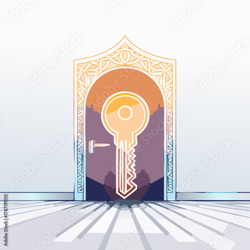 Keyhole and Key Symbolizing Access and Opportunity.
