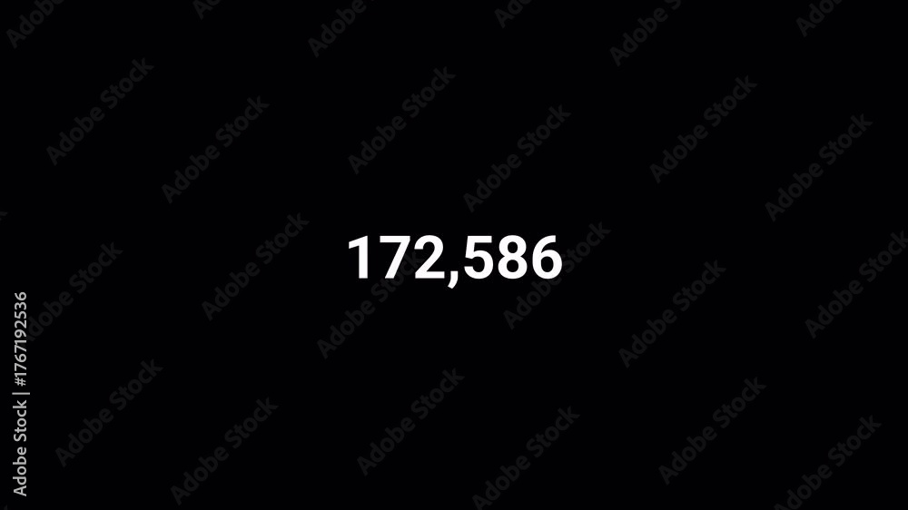 Number counter animation from zero to one million numbers on a ...