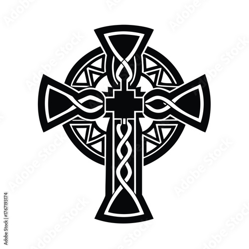 Jesus Cross Silhouette vector illustration, Black Jesus Cross Silhouette