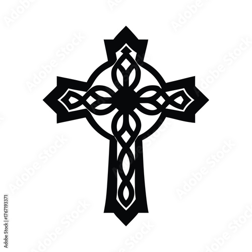 Jesus Cross Silhouette vector illustration, Black Jesus Cross Silhouette