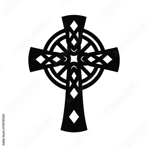 Jesus Cross Silhouette vector illustration, Black Jesus Cross Silhouette