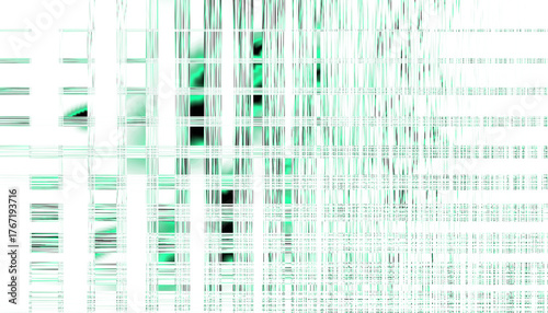 Abstract glitch effect with green pixel distortion on transparent background