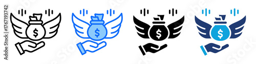 Financial Freedom Icon Set Multi Style Vector Illustration