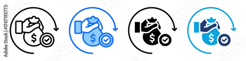 Debt Consolidation Icon Set Multi Style Vector Illustration