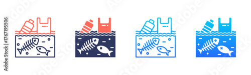 Plastic Pollution Icon Pack In Multiple Styles