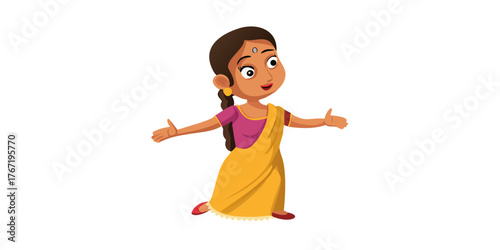 2d Indian village girl cartoon character ready for animation moral stories
