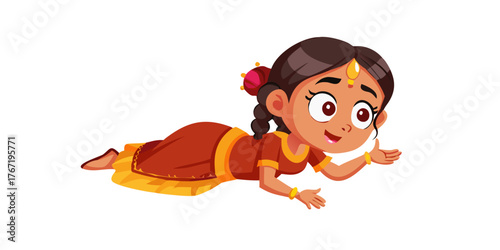 2d Indian village girl cartoon character ready for animation moral stories
