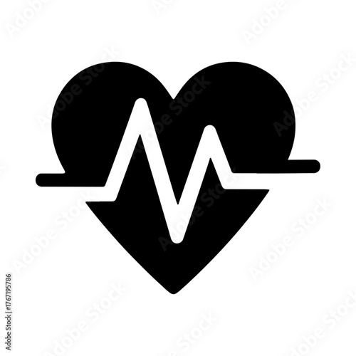AI Heart Monitor EKG Health Icon - Digital Cardiac Pulse Waveform Medical Technology Symbol