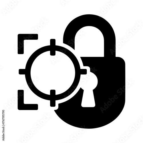 AI Biometric Lock Security Icon - Smart Retina Scanner Authentication Technology System